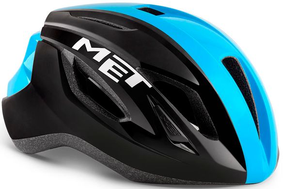 Шлем MET Strale Black Cyan Panel | Glossy