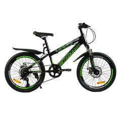 Велосипед 20'' CORSO Crank, сталева рама, 7 швидкостей (CR-20608) чорний із зеленим