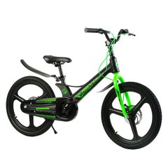 Велосипед Corso Revolt 20", магниевая рама, дисковые тормоза, литые диски, черный с зеленым