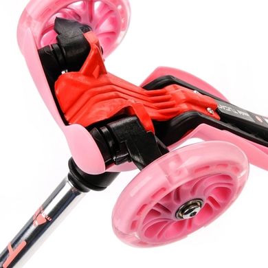 Детский 3-х колесный самокат со светящимися колесами Meteor Tucan Led wheels pink
