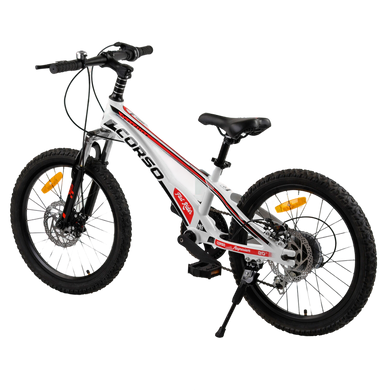Велосипед 20'' CORSO Speedline, магнієва рама, Shimano, 7 швидкостей, білий з червоним (MG-56818)