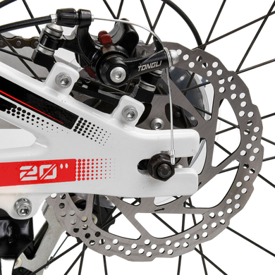Велосипед 20'' CORSO Speedline, магниевая рама, Shimano, 7 скоростей, белый с красным (MG-56818)