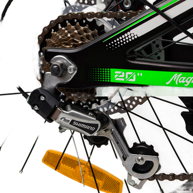 Велосипед 20'' CORSO Speedline магниевая рама, Shimano, 7 скоростей, зеленый с черным (MG-74290)