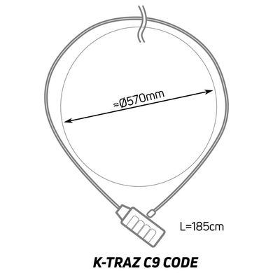 Замок Zefal K-Traz C9 Code вело / мото (4916B) 15х1850мм, цифровий, сірий