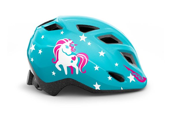 Шлем детский MET Elfo Genio с мигалкой Blue Unicorn | Glossy