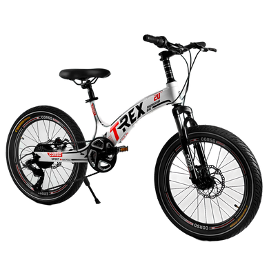 Dелосипед 20'' CORSO T-REX магниевая рама, оборудование MicroShift, 7 скоростей, бело-черный ( 64899)