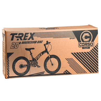 Велосипед 20" CORSO T-REX магнієва рама, обладнання MicroShift, 7 швидкостей, біло-чорний (64899)