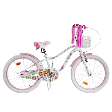 Велосипед Corso Sweety 20", алюмінієва рама, ножні гальма, біло- рожевий