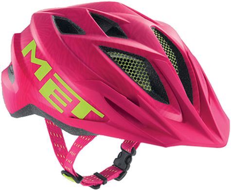 Шлем подростковый MET CrackerJack (52-57 cm) с мигалкой Pink Texture Green matt