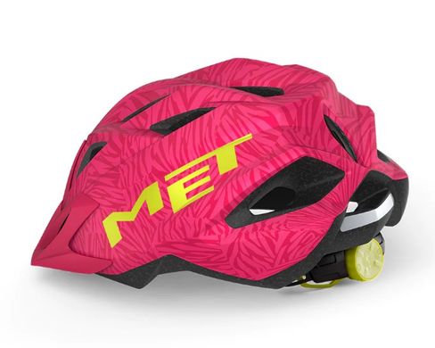 Шлем подростковый MET CrackerJack (52-57 cm) с мигалкой Pink Texture Green matt
