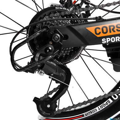 Велосипед 20" CORSO T-REX магниевая рама, оборудование MicroShift, 7 скоростей, черно-красный (70432)