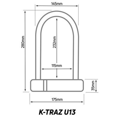 Замок Zefal K-Traz U13 вело / мото (4940) 13мм, 3 ключа, 115 * 230мм, чорний