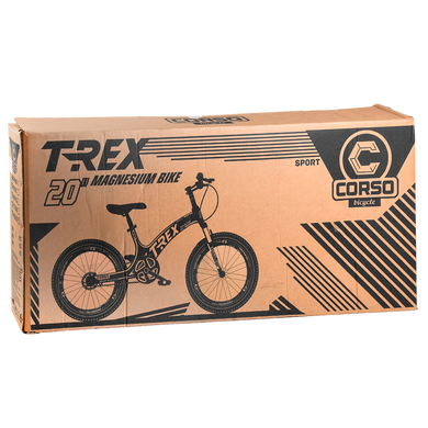 Велосипед 20 '' CORSO T-REX, магнієва рама та диски, обладнання MicroShift, 7 швидкостей, чорний (TR-77006)