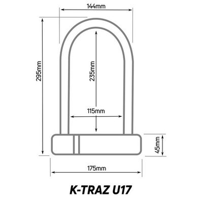 Замок Zefal K-Traz U17 вело/мото, (4947A) 14мм, 3 ключа, 115*230мм, черный
