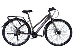 Велосипед Алюміній 28" Formula CURSOR WOMAN DD рама-18" сірий з фіолетовим з багажником задн St з крилом Pl 2024