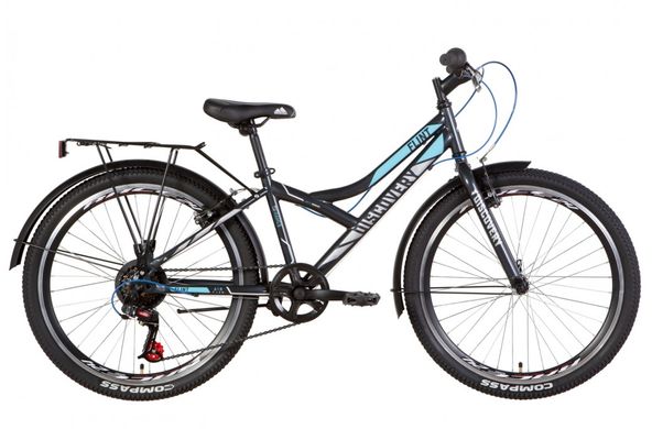 Велосипед 24 "Discovery FLINT чорно-синій з сірим з багажником 2021