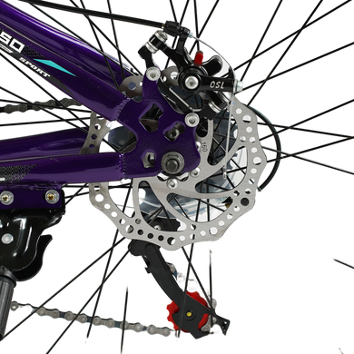 Велосипед Corso 26" «Global» GL-26577 рама стальная 13’’, оборудование Saiguan 21 скорость, фиолетовый с черным