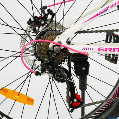 Велосипед Corso «Gravity» 24" дюйма GR-24088 рама алюминиевая 12’’, оборудование Shimano 21 скорость, малиновый с белым