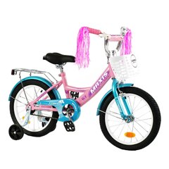 Велосипед Corso Maxis 16", сталь, ножные тормоза, с корзинкой, розовый с голубым