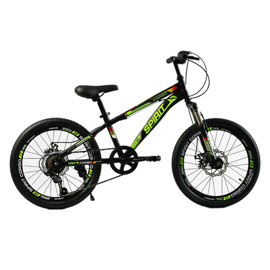 Велосипед CORSO SPIRIT 20" TK - 20306 рама сталева 12``, 7 швидкостей Shimano, чорний з зеленим